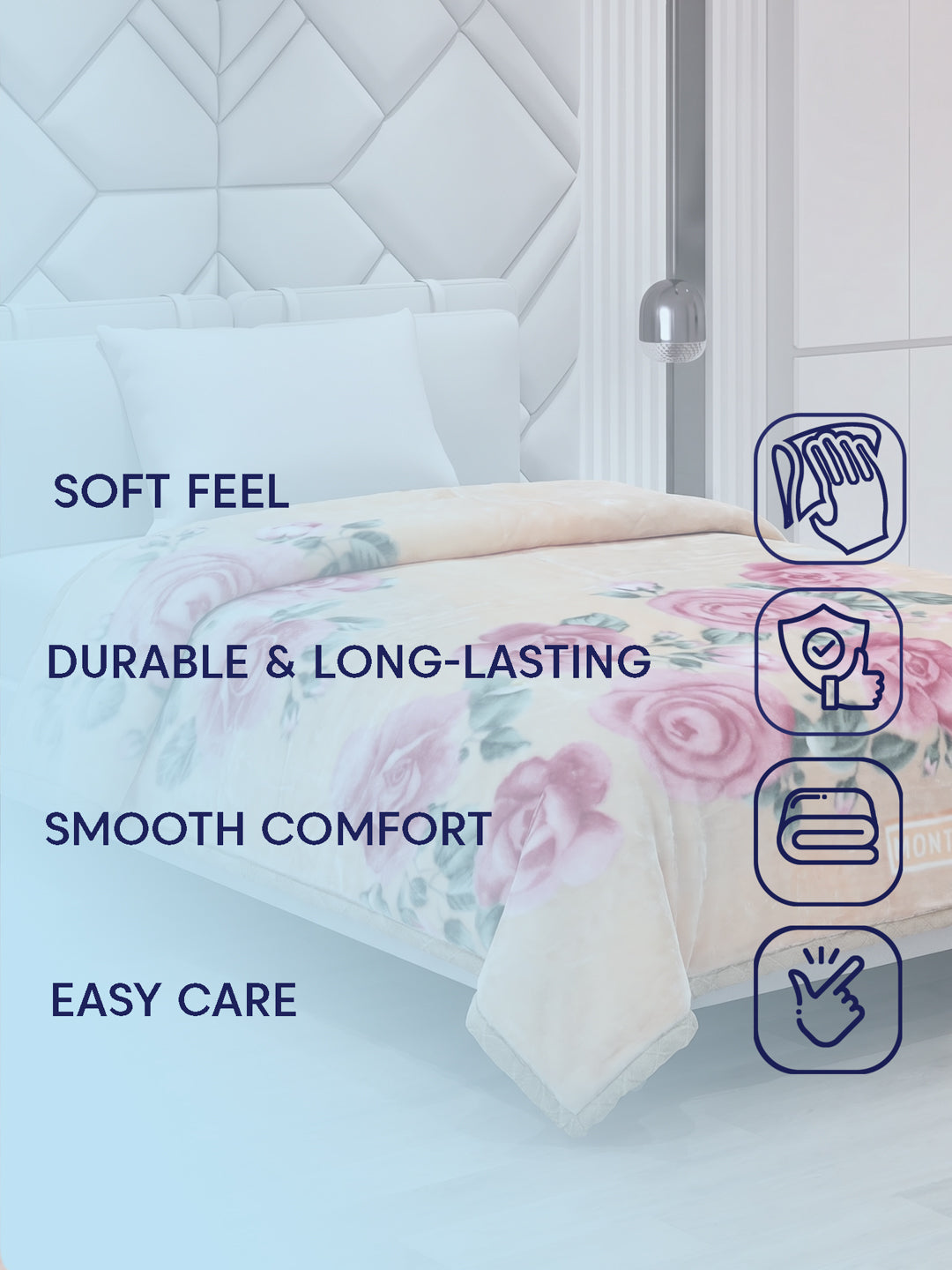 Floral Print Double Bed 2 Ply 850 GSM Blanket for Winter (Galaxy), Weight 3 kg