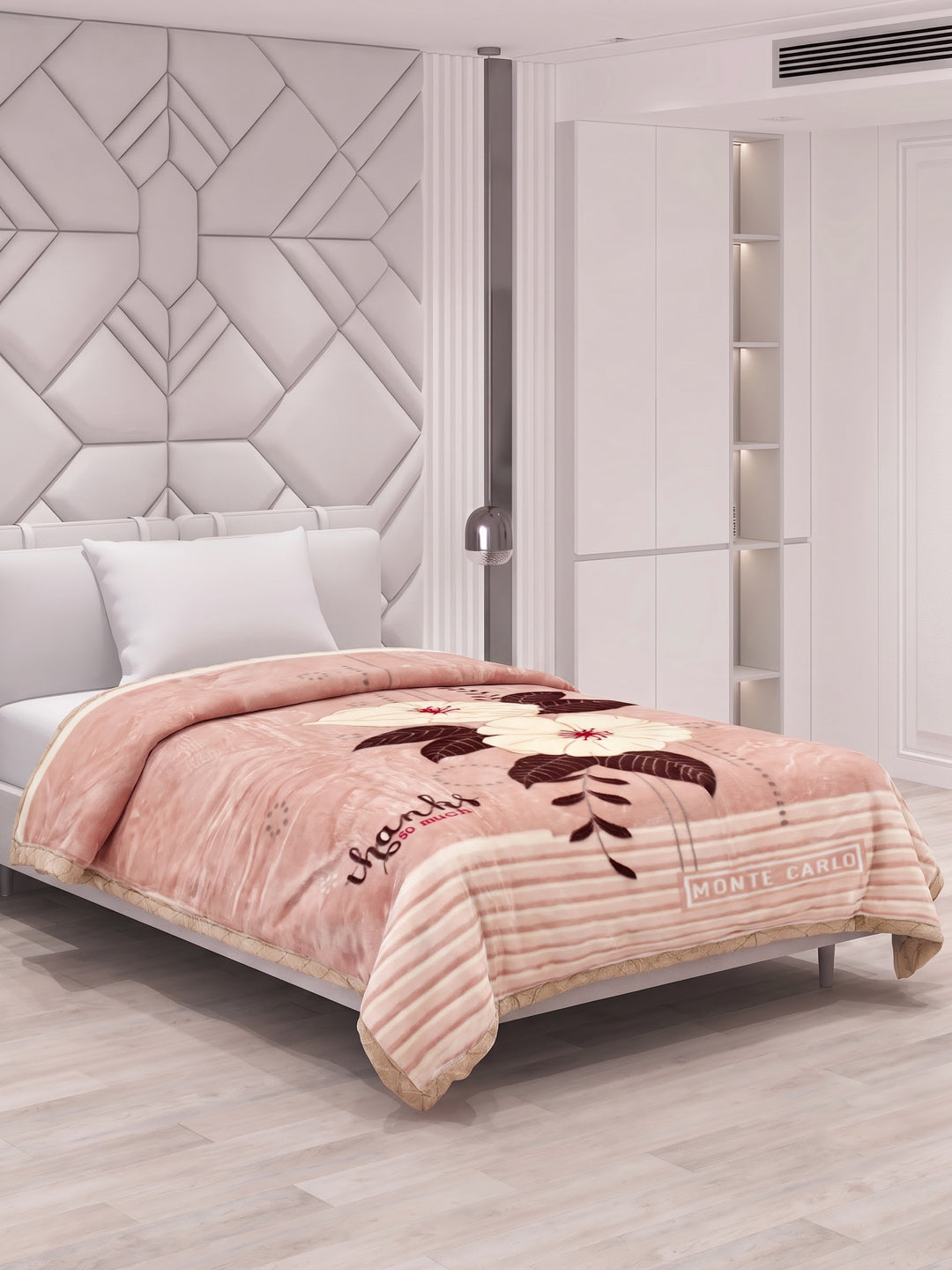 Floral Print Double Bed 2 Ply 850 GSM Blanket for Winter (Galaxy), Weight 3 kg