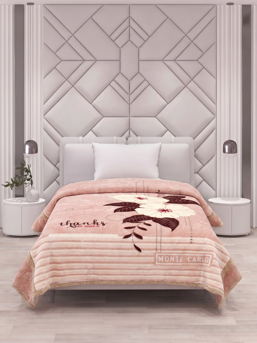 Floral Print Double Bed 2 Ply 850 GSM Blanket for Winter (Galaxy), Weight 3 kg