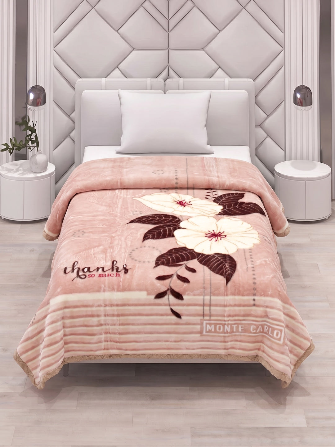 Floral Print Double Bed 2 Ply 850 GSM Blanket for Winter (Galaxy), Weight 3 kg