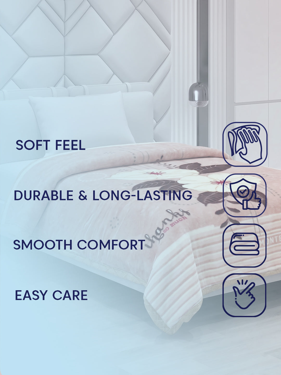 Floral Print Double Bed 2 Ply 850 GSM Blanket for Winter (Galaxy), Weight 3 kg
