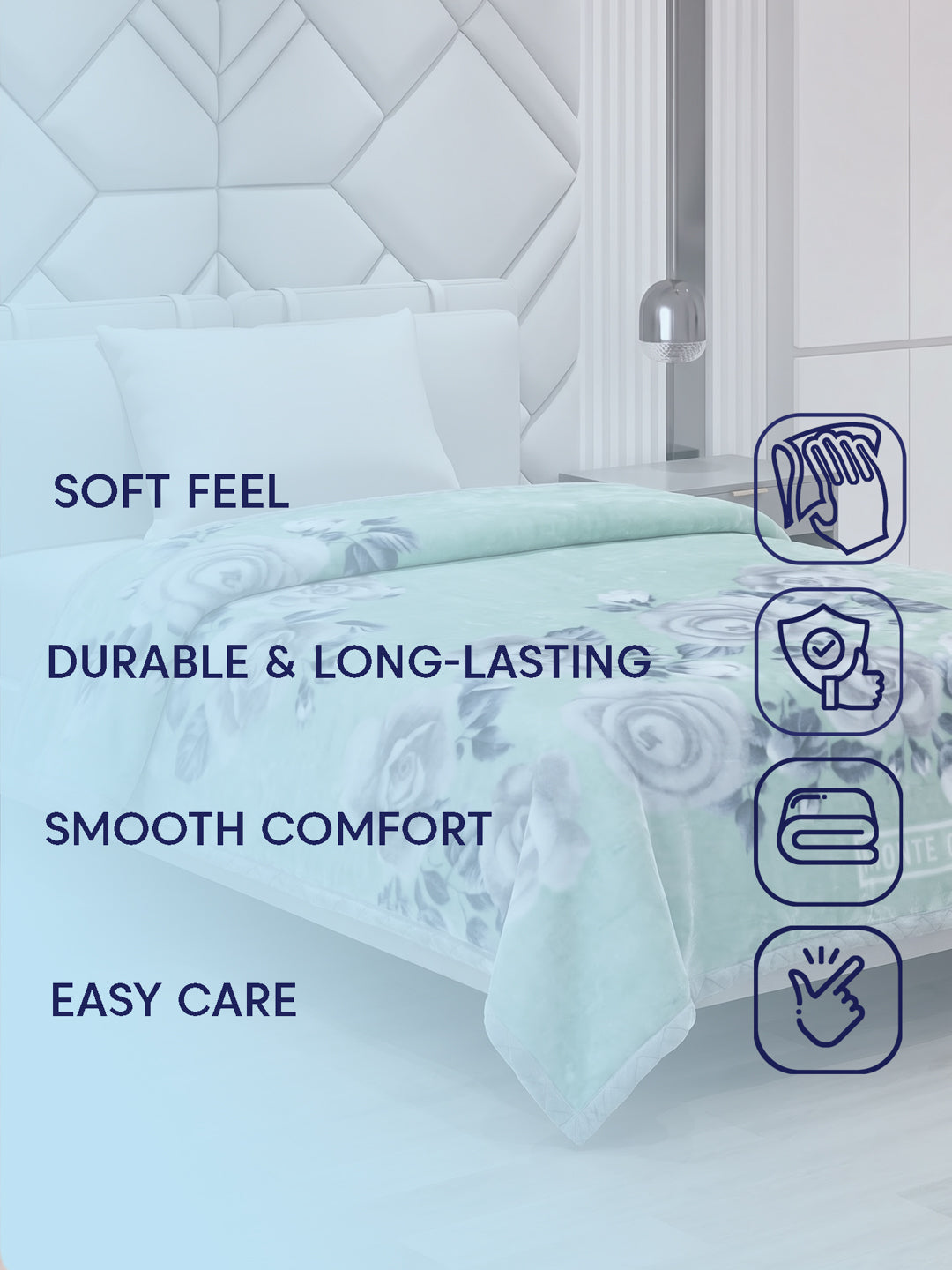 Floral Print Double Bed 2 Ply 850 GSM Blanket for Winter (Galaxy), Weight 3 kg
