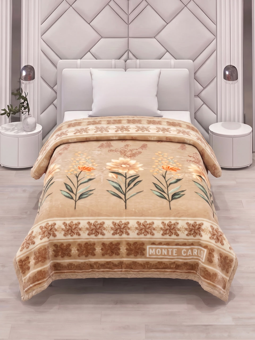 Floral Print Double Bed 2 Ply 850 GSM Blanket for Winter (Galaxy), Weight 3 kg