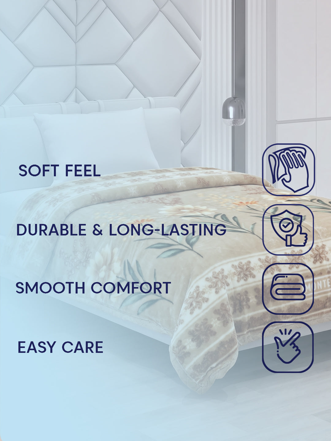 Floral Print Double Bed 2 Ply 850 GSM Blanket for Winter (Galaxy), Weight 3 kg