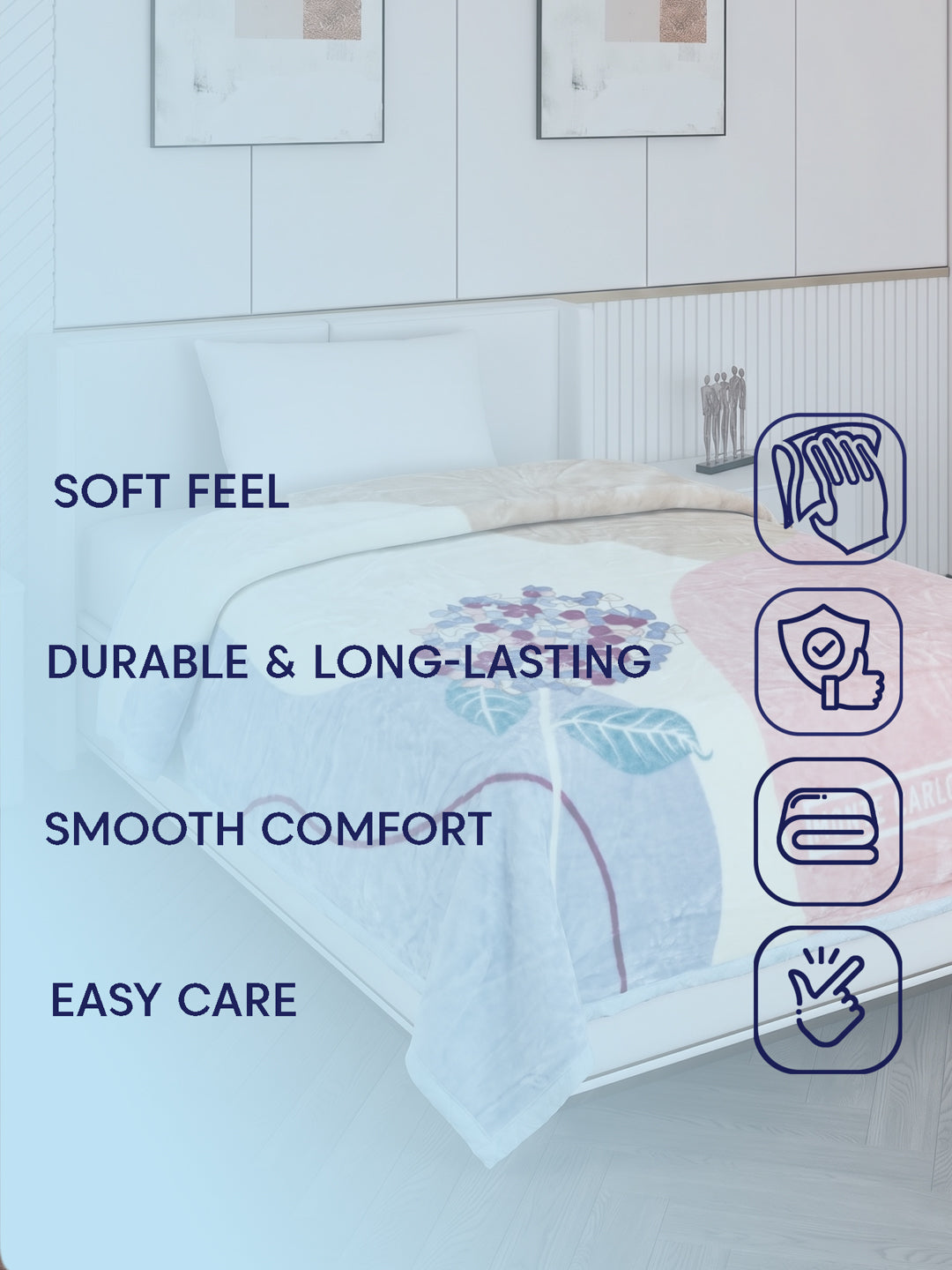 Printed Single Bed 2 Ply 550 GSM Blanket for Winter (Glamour), Weight 2 kg