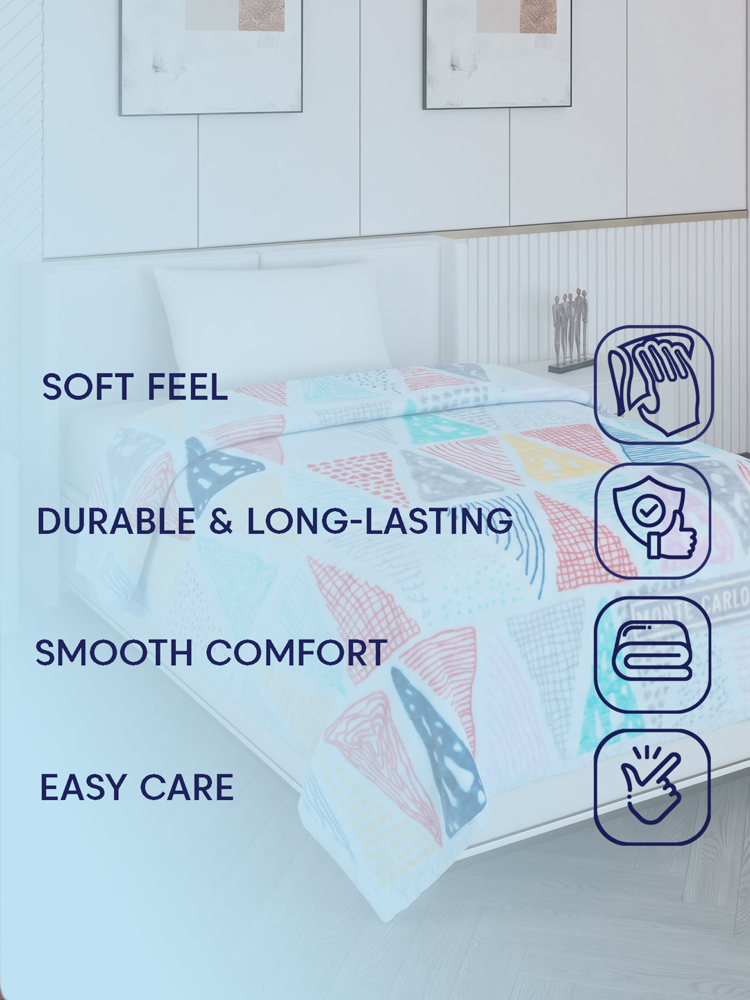 Printed Single Bed 2 Ply 550 GSM Blanket for Winter (Glamour), Weight 2 kg