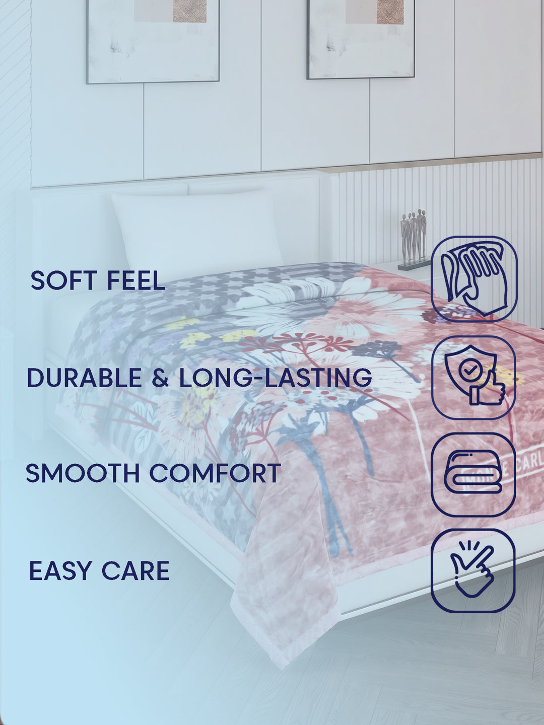 Printed Single Bed 2 Ply 550 GSM Blanket for Winter (Glamour), Weight 2 kg