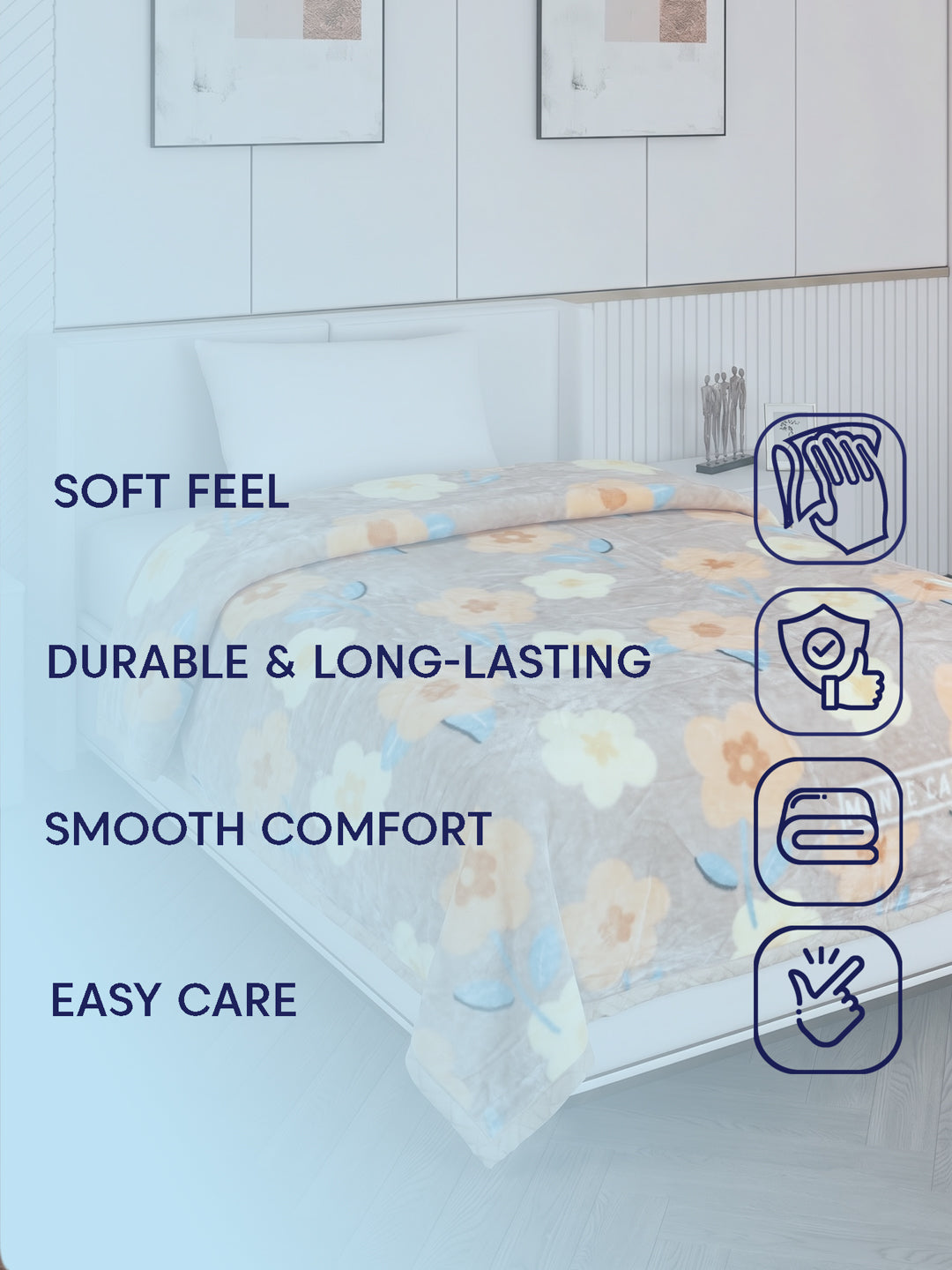 Printed Single Bed 2 Ply 550 GSM Blanket for Winter (Glamour), Weight 2 kg