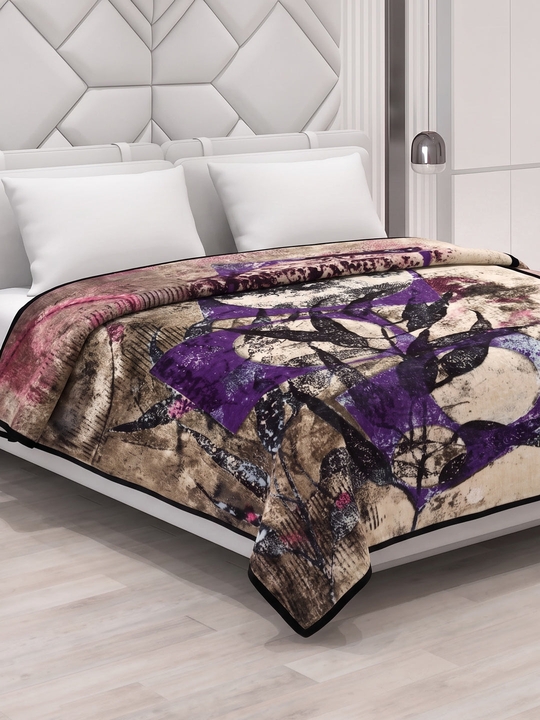 Printed Double Bed 3 Ply 890 GSM Blanket for Winter (Gulnar), Weight 4.7 kg
