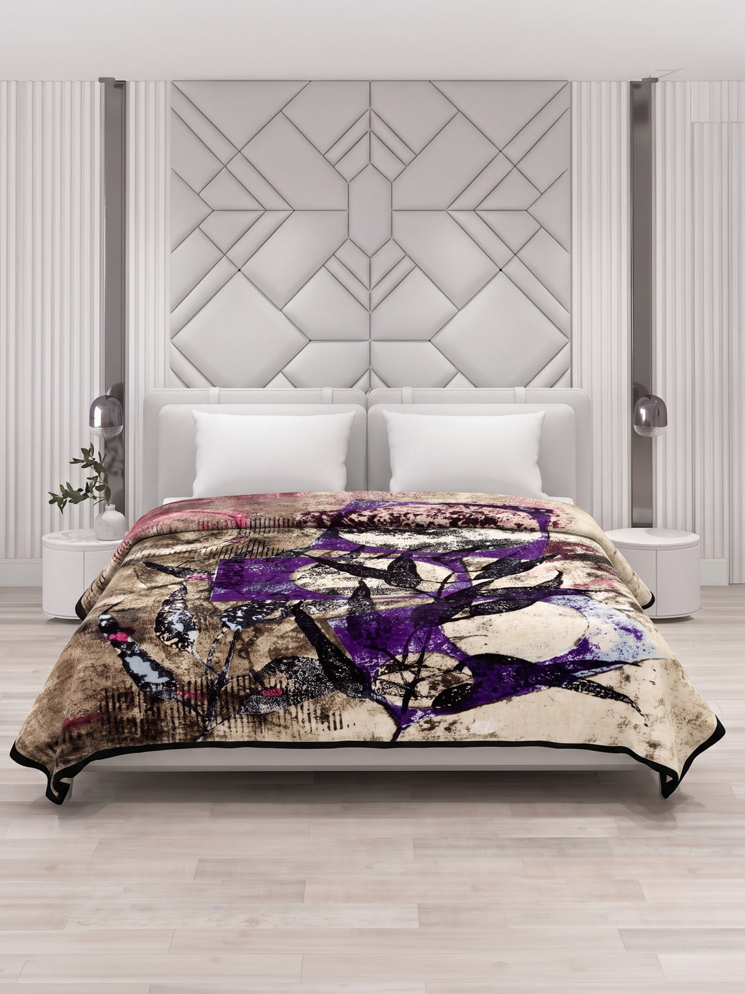 Printed Double Bed 3 Ply 890 GSM Blanket for Winter (Gulnar), Weight 4.7 kg