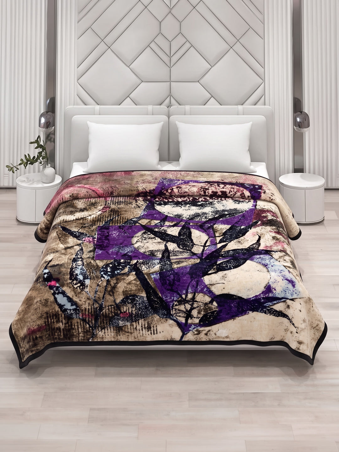 Printed Double Bed 3 Ply 890 GSM Blanket for Winter (Gulnar), Weight 4.7 kg