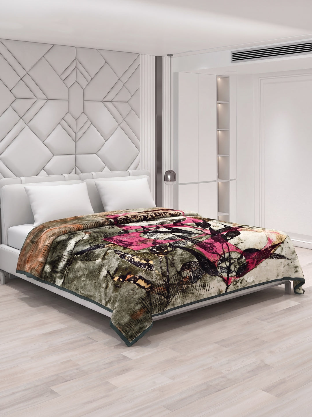 Printed Double Bed 3 Ply 890 GSM Blanket for Winter (Gulnar), Weight 4.7 kg