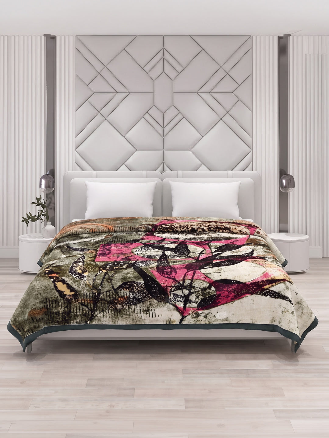 Printed Double Bed 3 Ply 890 GSM Blanket for Winter (Gulnar), Weight 4.7 kg