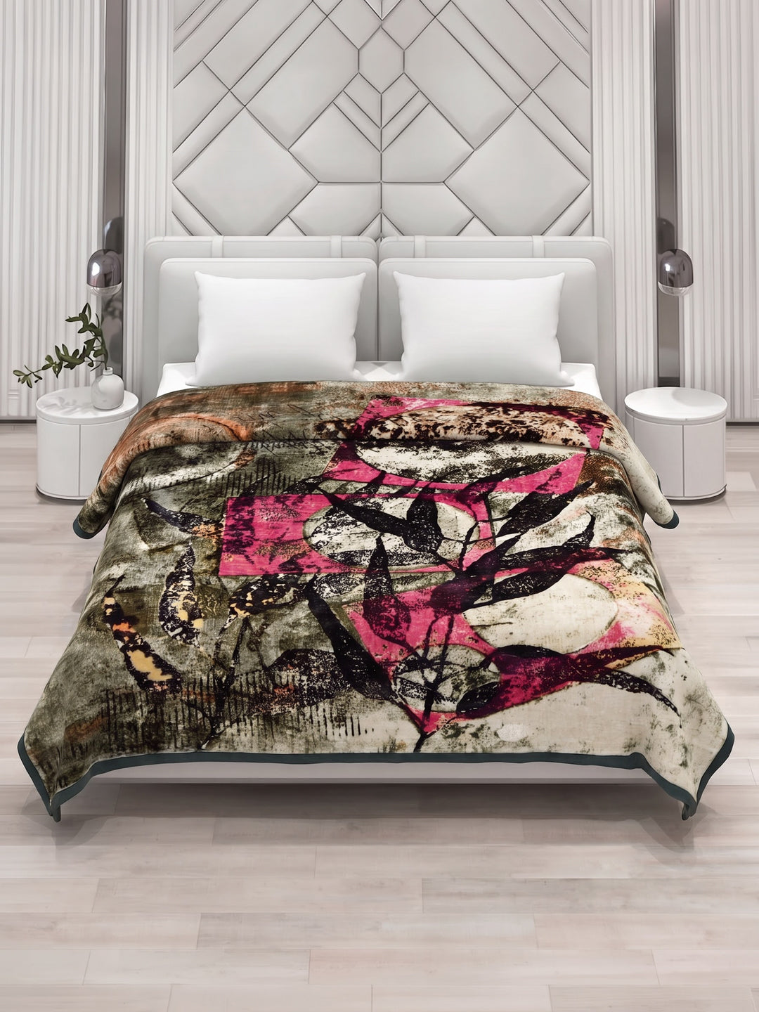 Printed Double Bed 3 Ply 890 GSM Blanket for Winter (Gulnar), Weight 4.7 kg