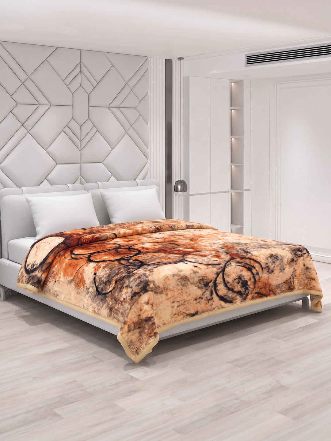 Printed Double Bed 3 Ply 890 GSM Blanket for Winter (Gulnar), Weight 4.7 kg