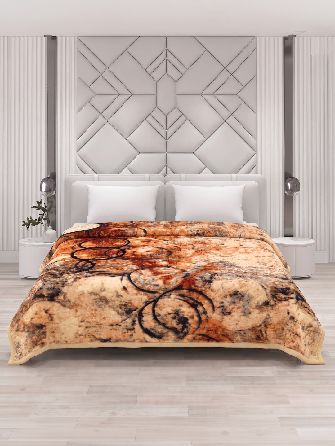 Printed Double Bed 3 Ply 890 GSM Blanket for Winter (Gulnar), Weight 4.7 kg