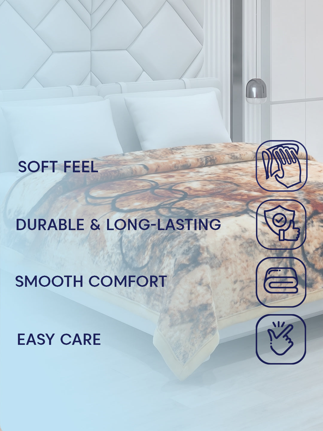 Printed Double Bed 3 Ply 890 GSM Blanket for Winter (Gulnar), Weight 4.7 kg
