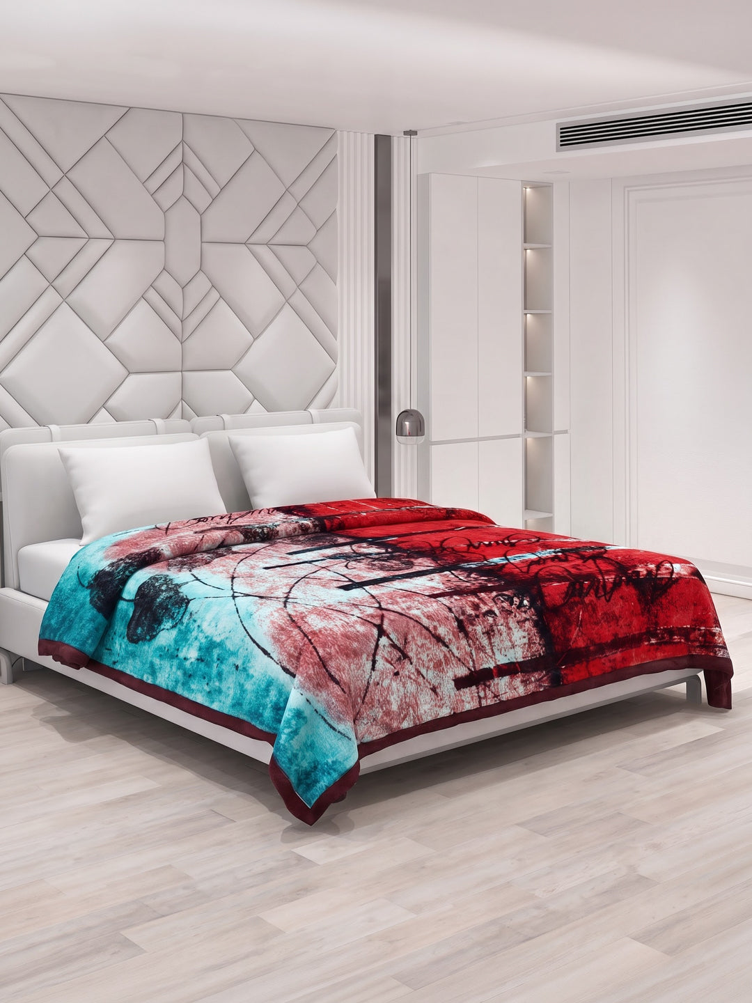 Printed Double Bed 3 Ply 890 GSM Blanket for Winter (Gulnar), Weight 4.7 kg