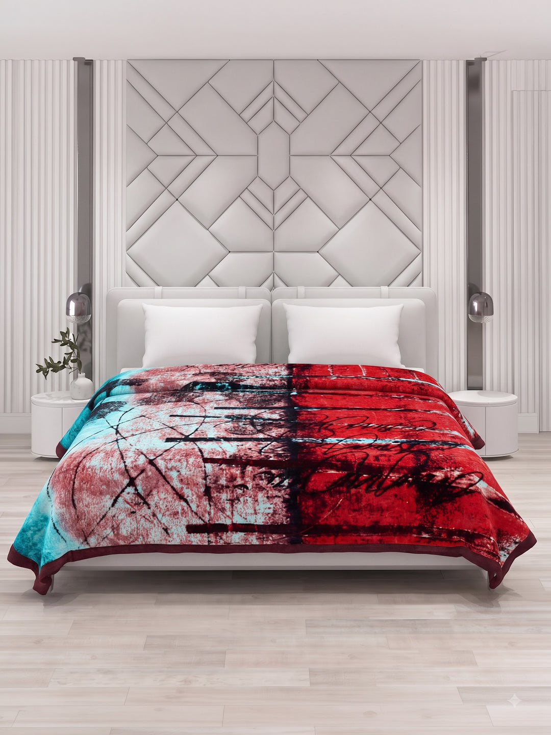 Printed Double Bed 3 Ply 890 GSM Blanket for Winter (Gulnar), Weight 4.7 kg