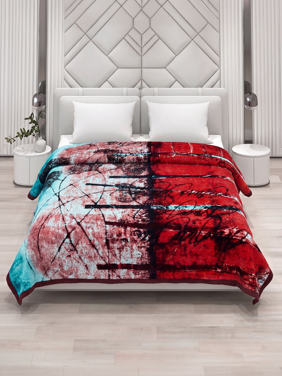 Printed Double Bed 3 Ply 890 GSM Blanket for Winter (Gulnar), Weight 4.7 kg