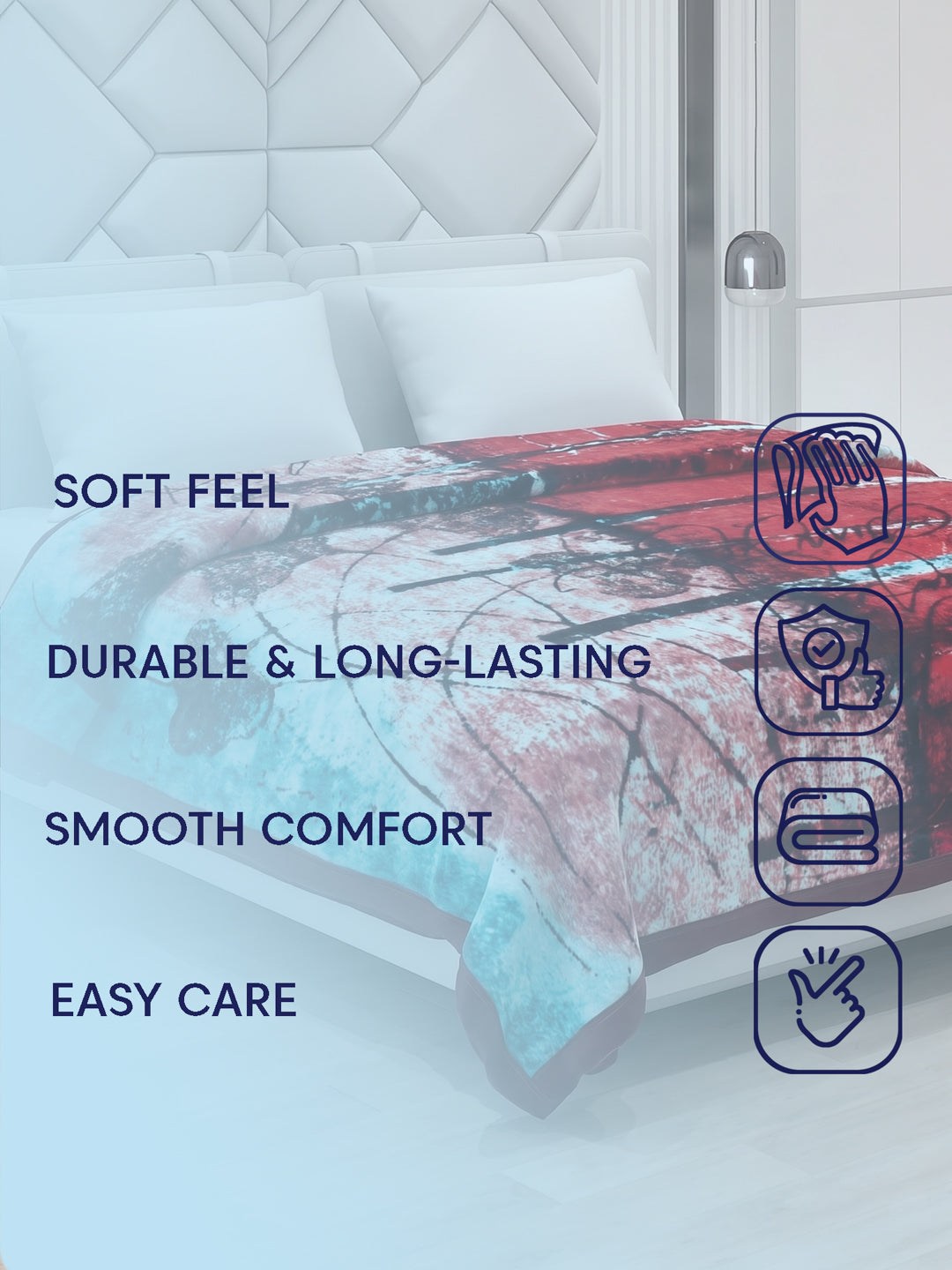 Printed Double Bed 3 Ply 890 GSM Blanket for Winter (Gulnar), Weight 4.7 kg