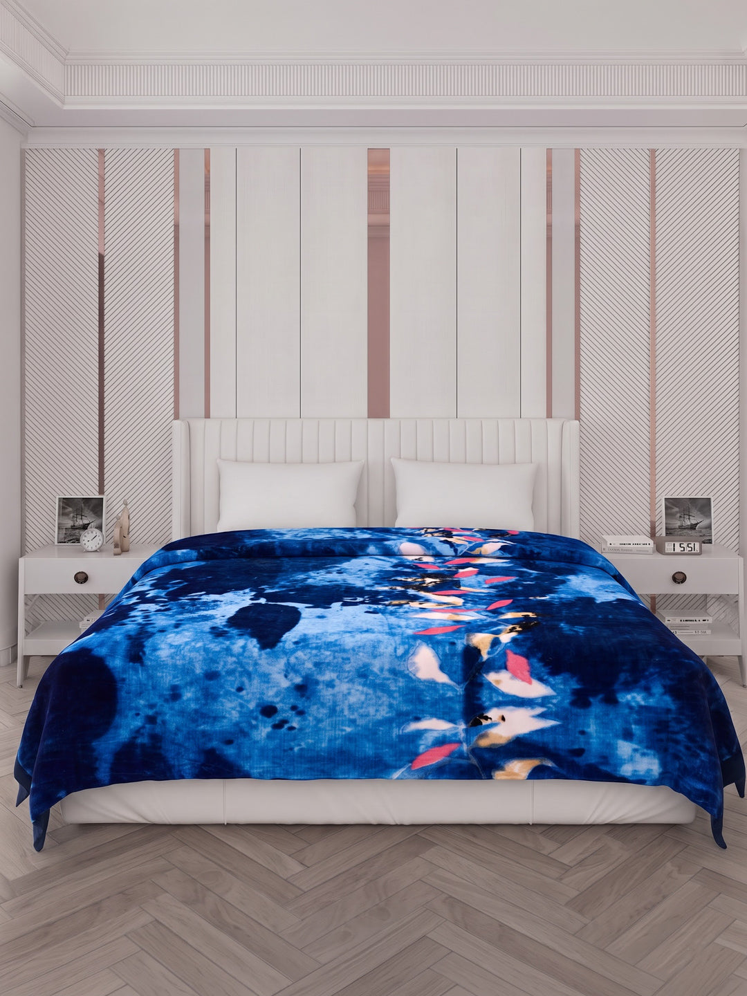 Printed Double Bed 3 Ply 890 GSM Blanket for Winter (Gulnar), Weight 4.7 kg