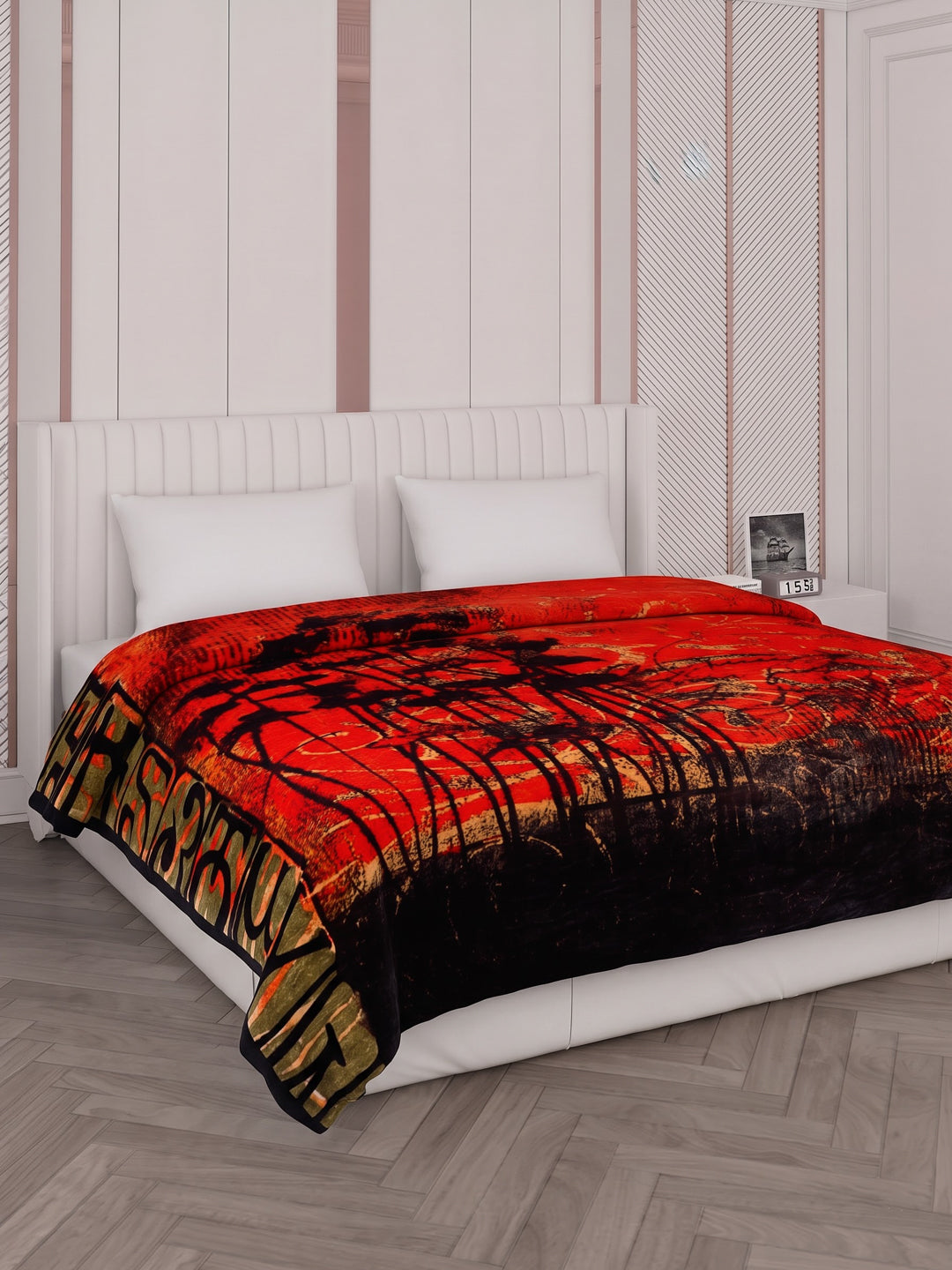 Printed Double Bed 3 Ply 890 GSM Blanket for Winter (Gulnar), Weight 4.7 kg