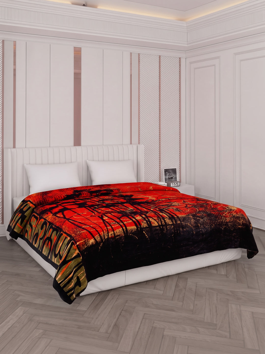 Printed Double Bed 3 Ply 890 GSM Blanket for Winter (Gulnar), Weight 4.7 kg