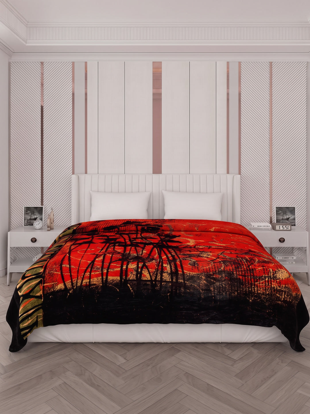 Printed Double Bed 3 Ply 890 GSM Blanket for Winter (Gulnar), Weight 4.7 kg