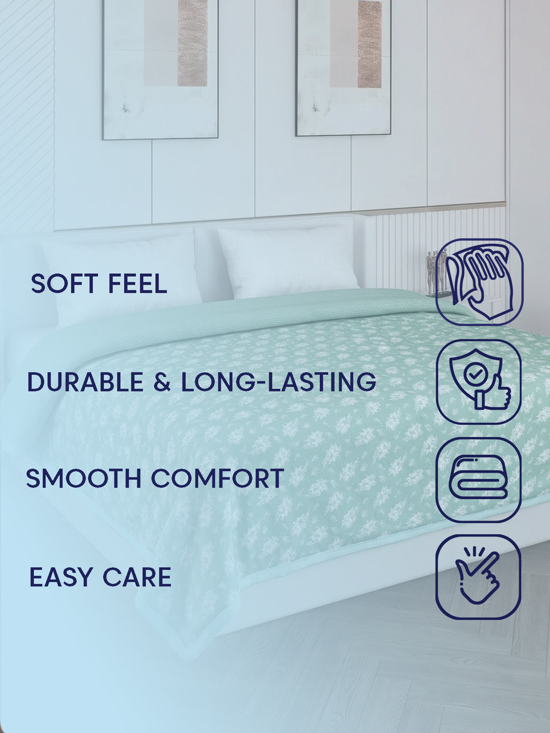 Printed Double Bed 2 Ply 470 GSM Blanket for Winter (Abstract), Weight 2.5 kg