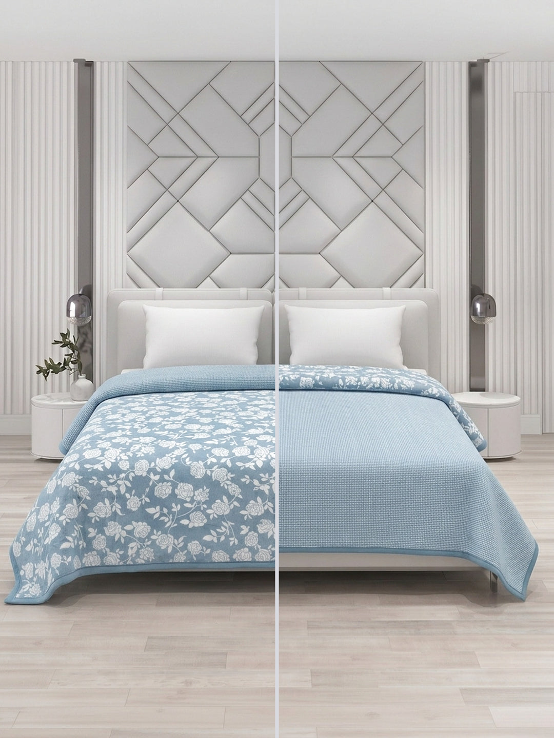 Printed Double Bed 2 Ply 470 GSM Blanket for Winter (Abstract), Weight 2.5 kg