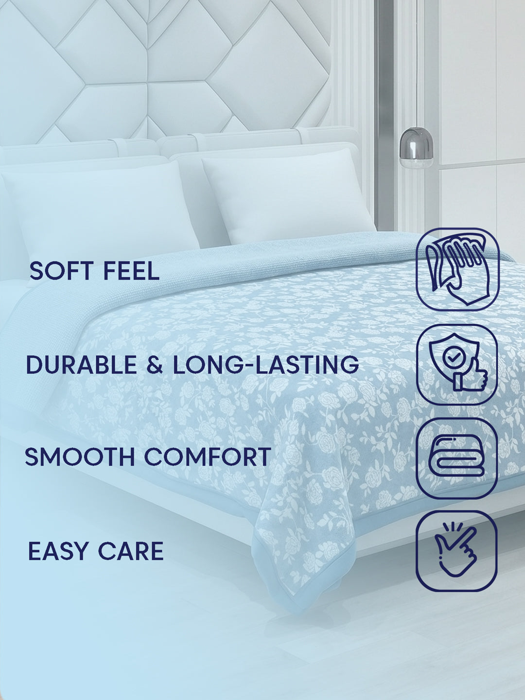 Printed Double Bed 2 Ply 470 GSM Blanket for Winter (Abstract), Weight 2.5 kg
