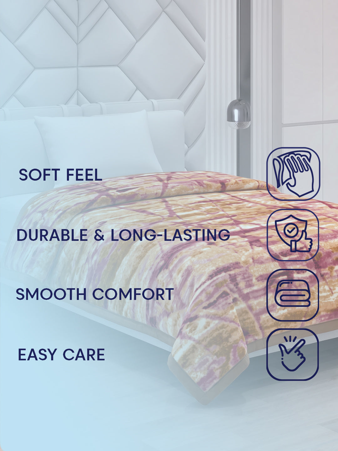 Printed Single Bed 1 Ply 625 GSM Blanket for Winter (Impact), Weight 2.2 kg