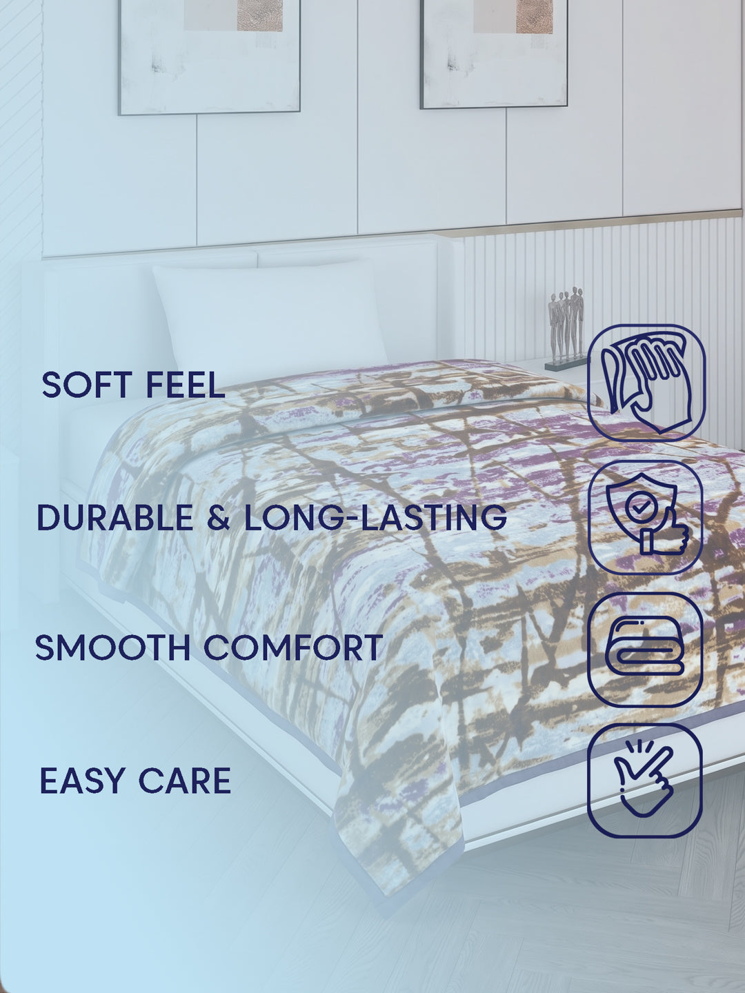 Printed Single Bed 1 Ply 625 GSM Blanket for Winter (Impact), Weight 2.2 kg