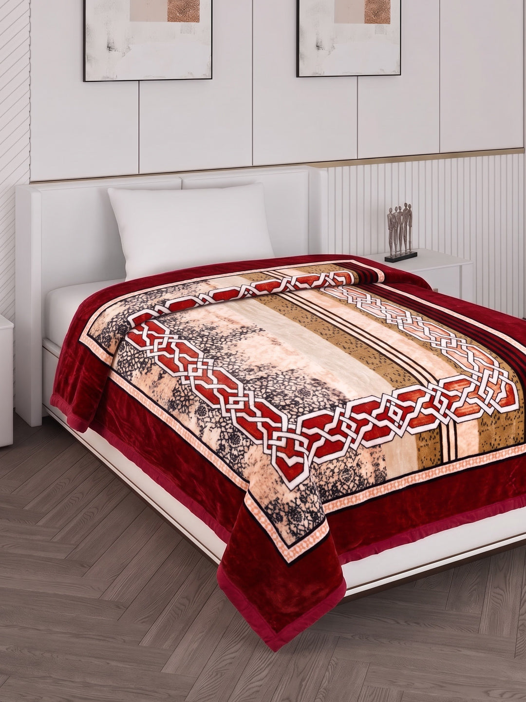 Printed Single Bed 1 Ply 625 GSM Blanket for Winter (Impact), Weight 2.2 kg