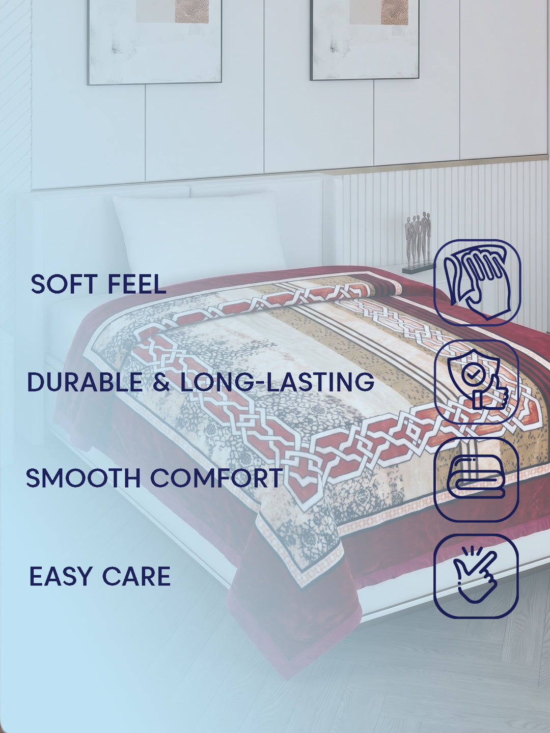 Printed Single Bed 1 Ply 625 GSM Blanket for Winter (Impact), Weight 2.2 kg