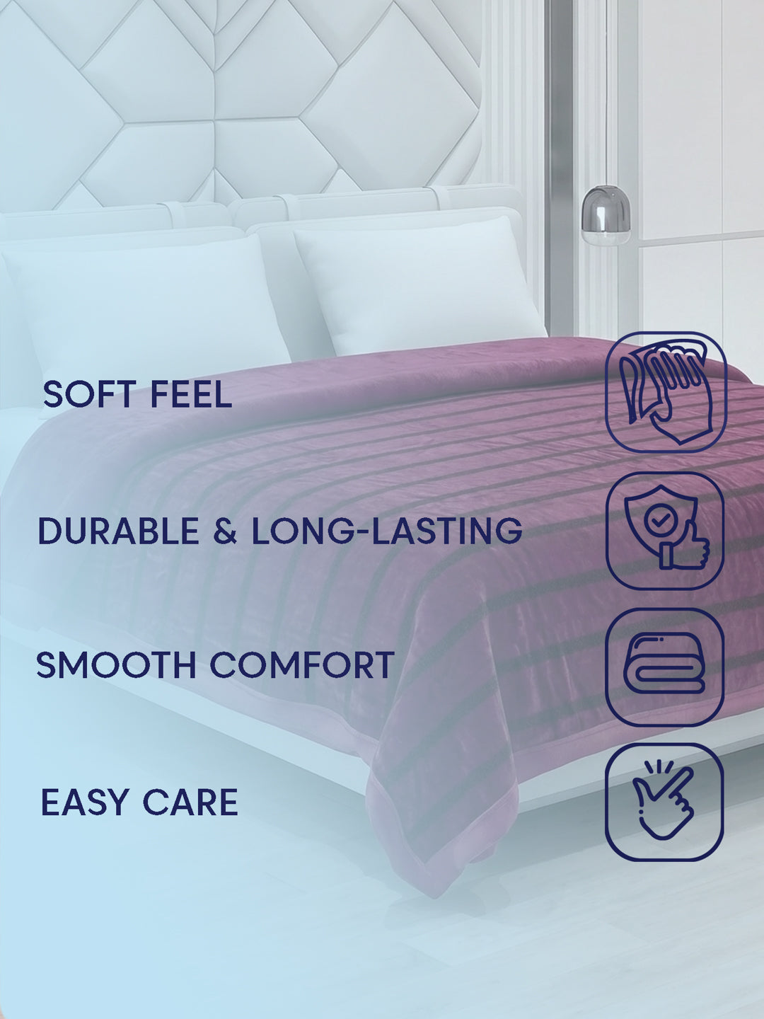 Double Bed 2 Ply 680 GSM Blanket for Winter (Ivy Rose), Weight 3.6 kg