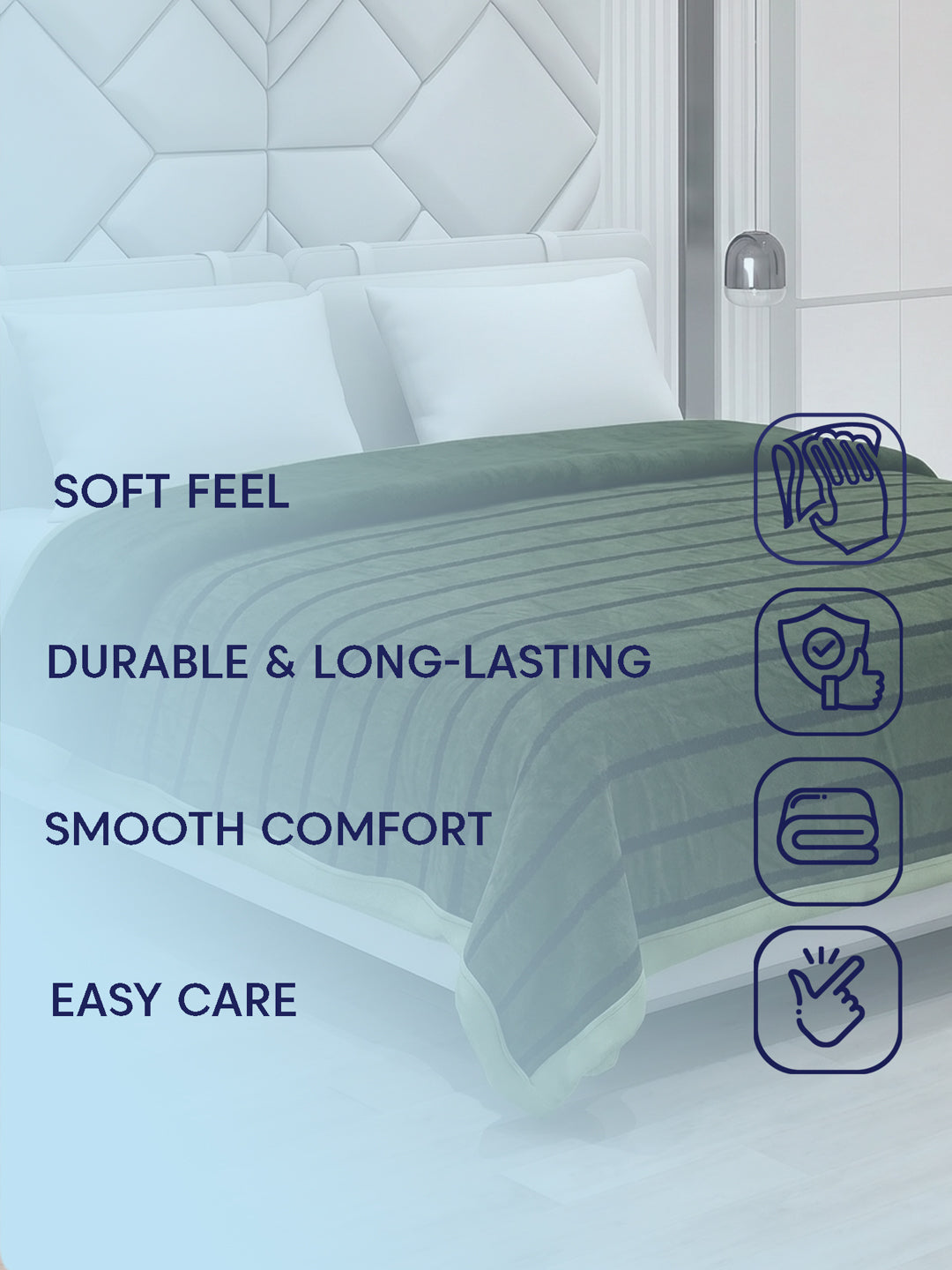 Double Bed 2 Ply 680 GSM Blanket for Winter (Ivy Rose), Weight 3.6 kg