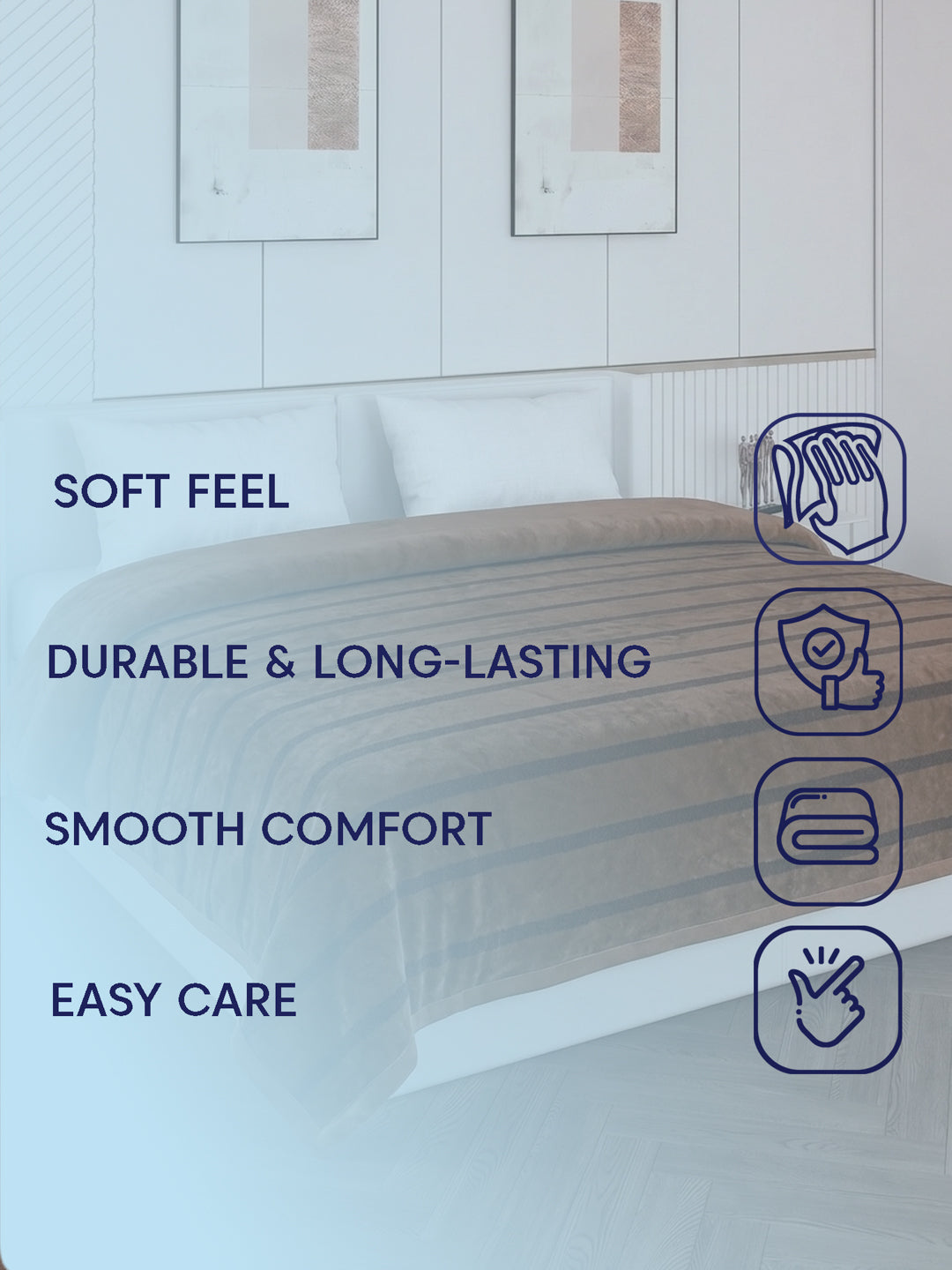 Double Bed 2 Ply 680 GSM Blanket for Winter (Ivy Rose), Weight 3.6 kg