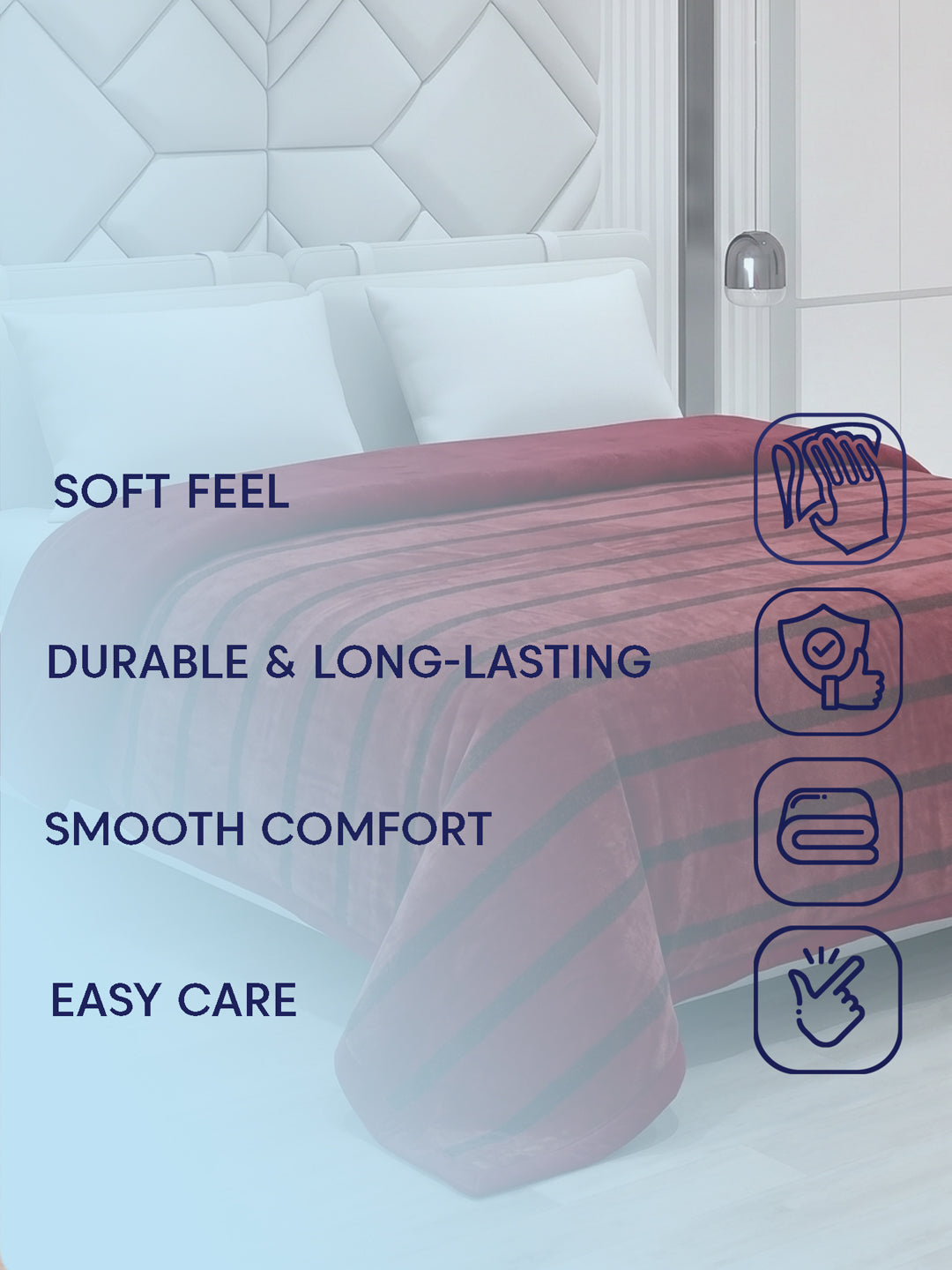 Double Bed 2 Ply 680 GSM Blanket for Winter (Ivy Rose), Weight 3.6 kg