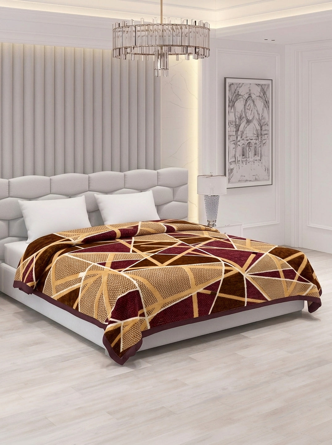 Printed Double Bed 1 Ply 420 GSM Blanket for Winter (Java), Weight 2 kg