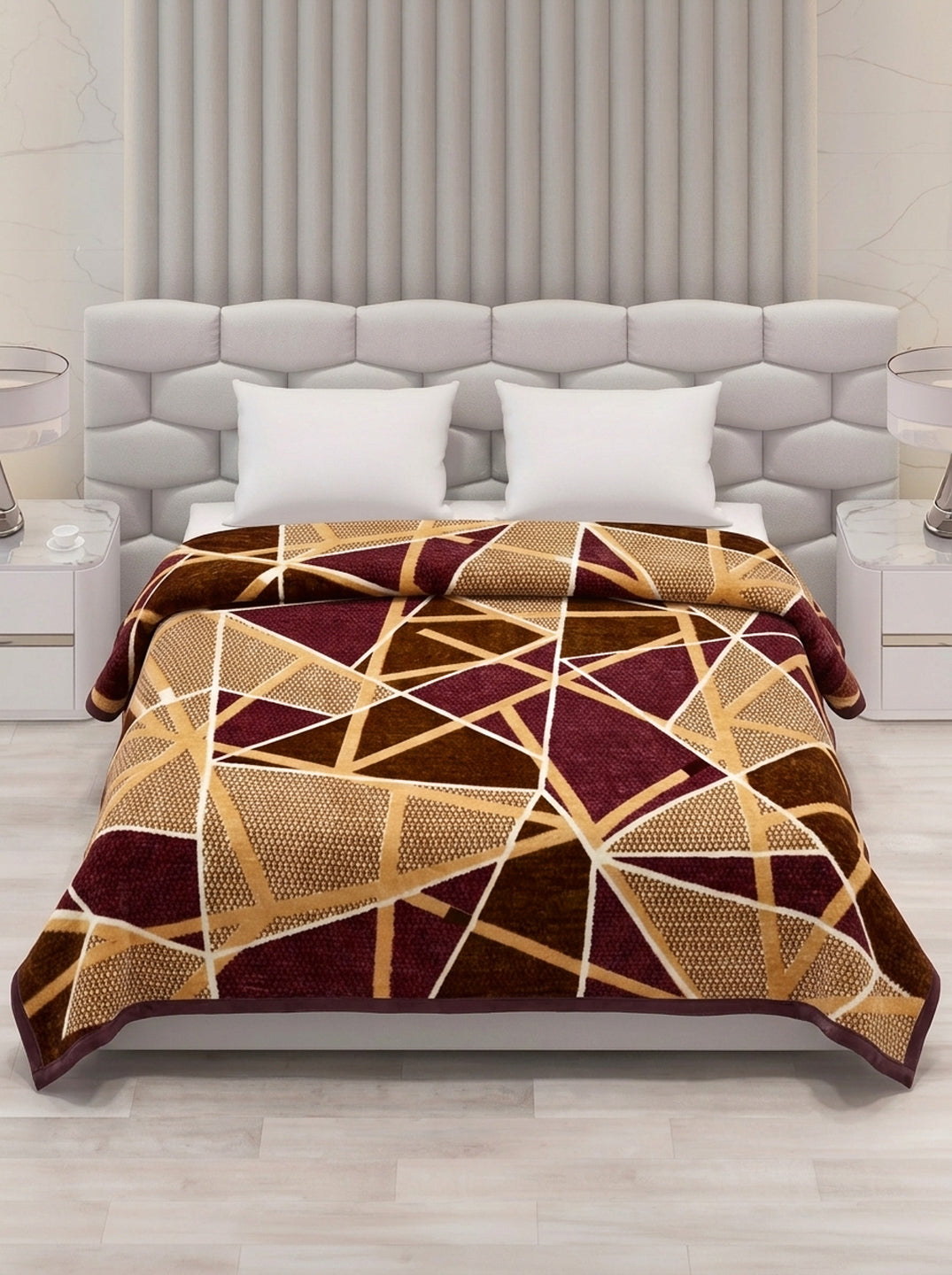 Printed Double Bed 1 Ply 420 GSM Blanket for Winter (Java), Weight 2 kg