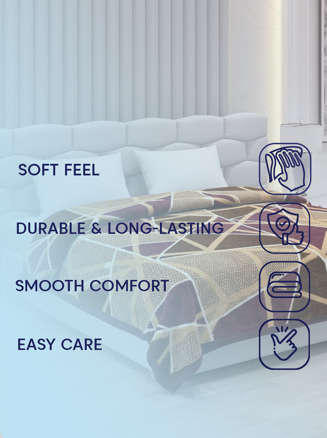 Printed Double Bed 1 Ply 420 GSM Blanket for Winter (Java), Weight 2 kg