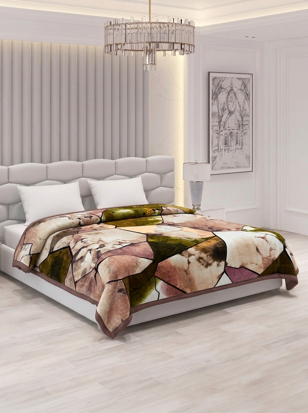 Printed Double Bed 1 Ply 420 GSM Blanket for Winter (Java), Weight 2 kg