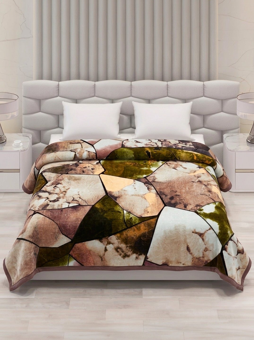 Printed Double Bed 1 Ply 420 GSM Blanket for Winter (Java), Weight 2 kg