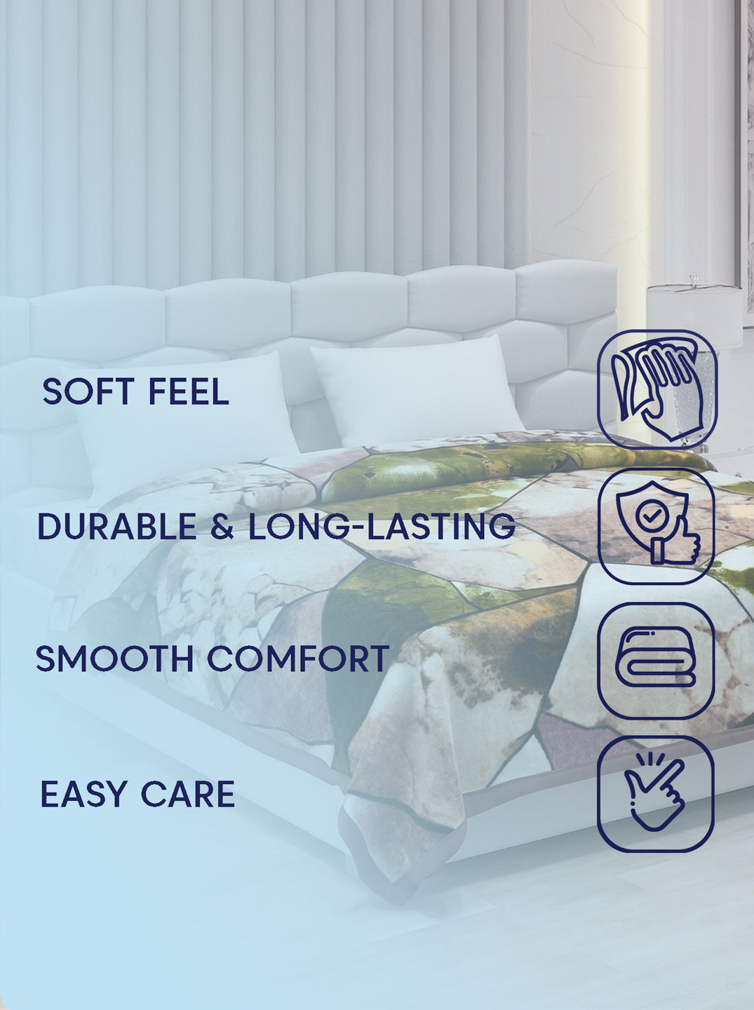 Printed Double Bed 1 Ply 420 GSM Blanket for Winter (Java), Weight 2 kg