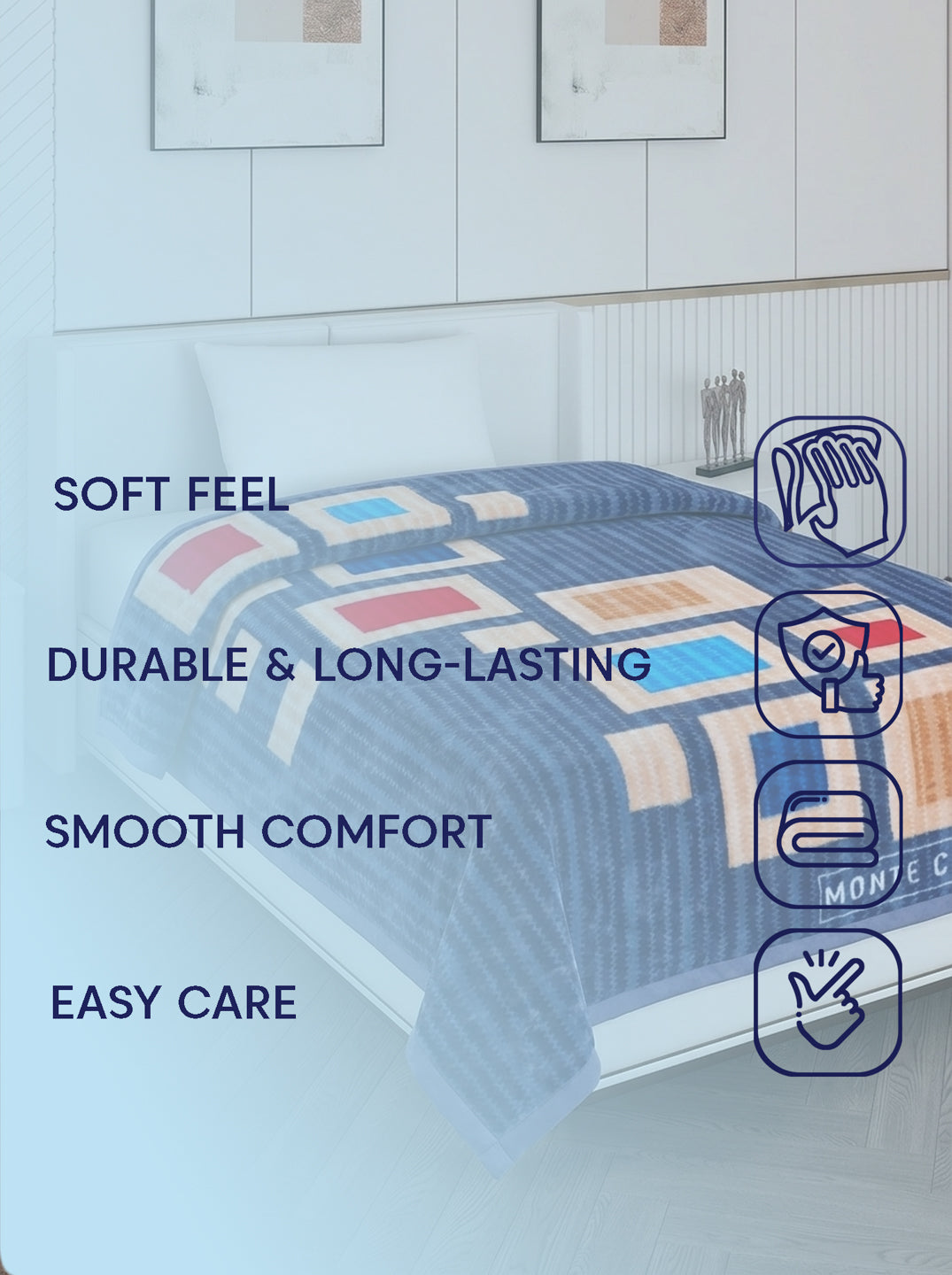 Printed Single Bed 2 Ply 850 GSM Blanket for Winter (Kye), Weight 3 kg