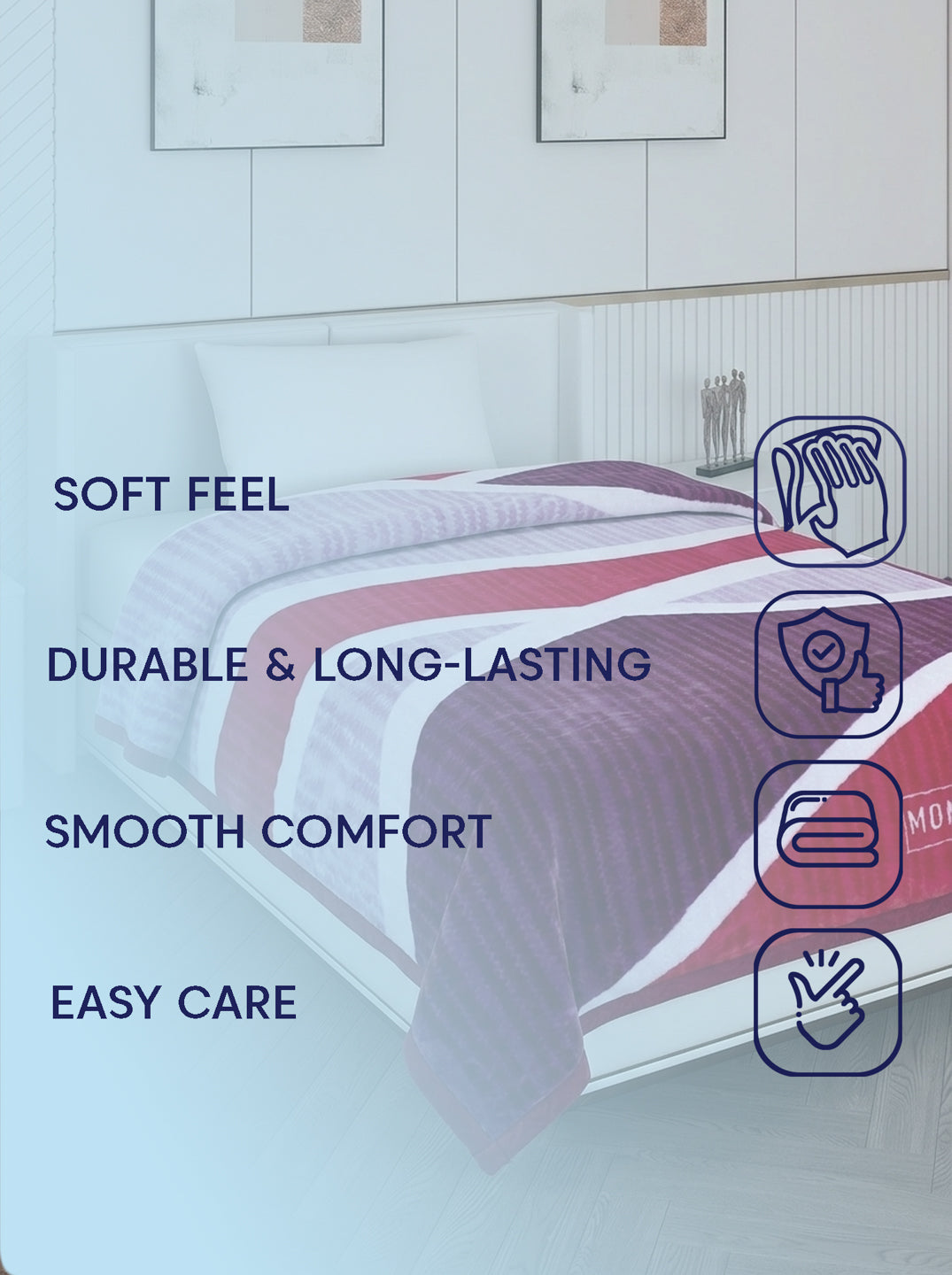 Printed Single Bed 2 Ply 850 GSM Blanket for Winter (Kye), Weight 3 kg