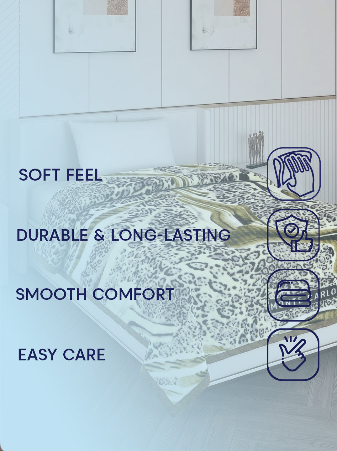 Printed Single Bed 2 Ply 850 GSM Blanket for Winter (Kye), Weight 3 kg