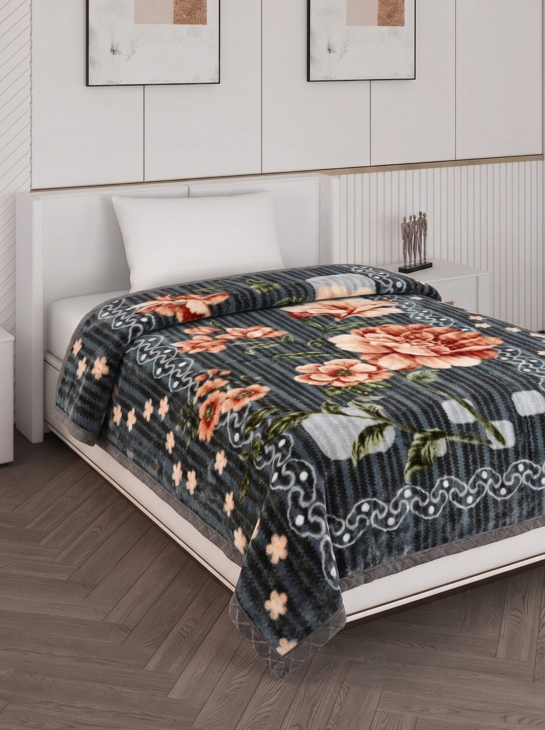 Printed Single Bed 2 Ply 850 GSM Blanket for Winter (Kye), Weight 3 kg